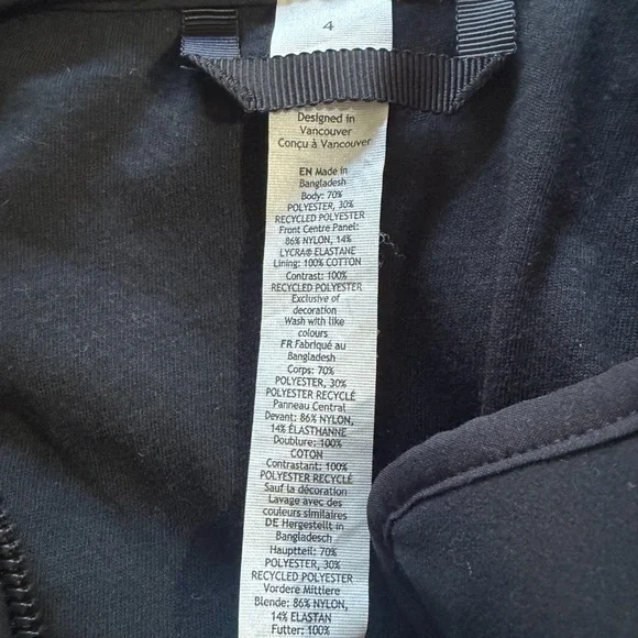 Lululemon Collarless Textured Fleece Full Zipjacket in black,Size 4 - Picture 9 of 11